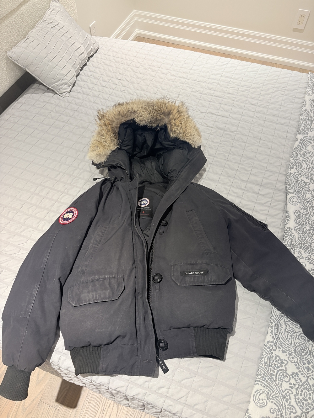 Canada Goose Black Women's Puffer Jacket with Fur-Trim Hood